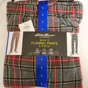 Eddie Bauer  Green Gray and Red Plaid Flannel Pants 2-Pack